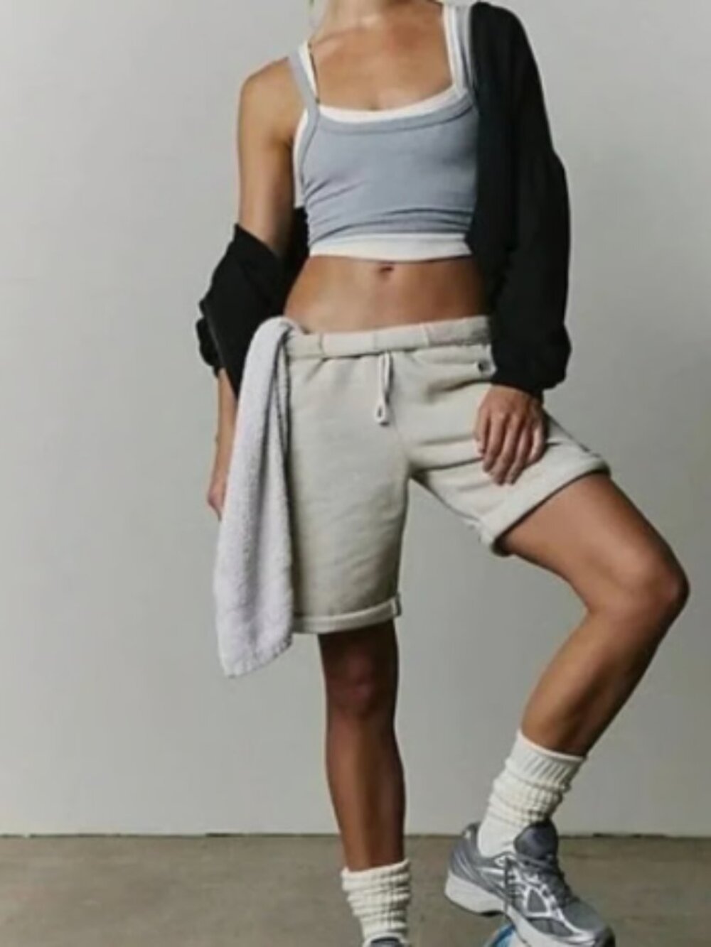 FREE PEOPLE FP MOVEMENT FOR THE WIN LONG DRAWSTRING SWEAT ATHLETIC SHORTS NEW L